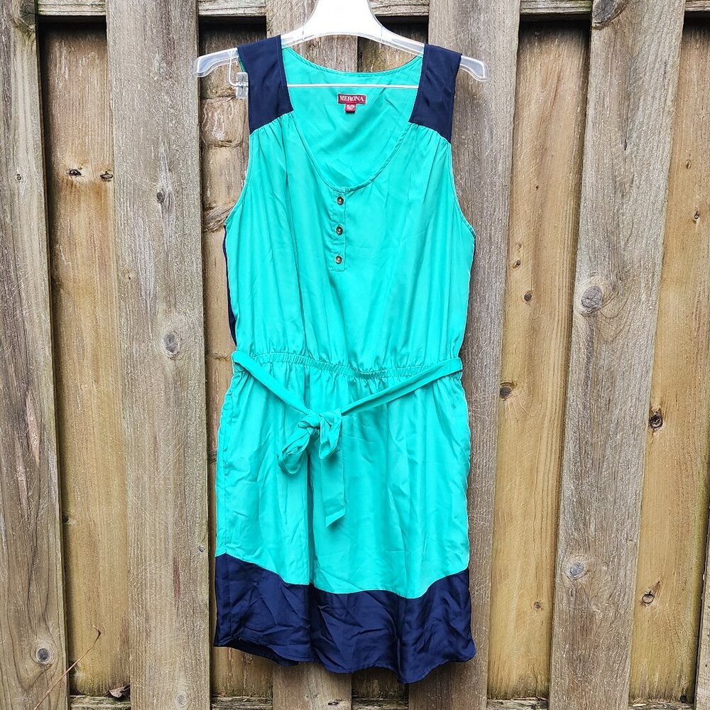 EUC Women's XL teal Merona shift colorblock dress